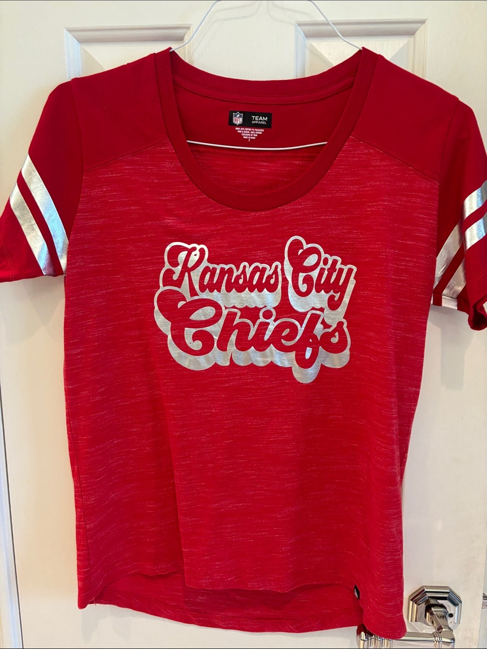 NFL Kansas City Chiefs Red Tee with Silver Script